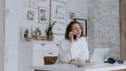 self employed aoman at home on the phone