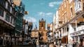 panoramic view of a shopping street