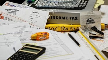 calculators and tax papers